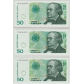 -24- Lott 3 stk. 50 kroner 1996, -98 & -99, kv. 0/01-0 / Numisma Mynthandel A/S: kr.  1,-