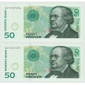 -28- Lott 2 stk. 50 kroner 2003, rekkef�lge, kv. usirkulert - 6410121256-57 / Numisma Mynthandel A/S: kr.  107,-