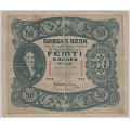 -24- 50 kroner 1940B, kv. 1-/2, hull i midten, rifter / Numisma Mynthandel A/S: kr.  1,-