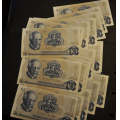 10kr.1977. N�r alle litra. 19 stk forskellige litra - Bilder er sedlene. 19 forskjellige litra. . Tror alle er usirkulert / Tore Rimstad: kr.  400,-