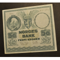 50 kr. 1963 E * Kv. god 1  (1/1+?) Katv. kr. 1100 ** - Bilder er seddelen du f�r. Markert midt brett, ogs� brett horisontalt. Vurder ogs� fra bilder. / Tore Rimstad: kr.  600,-