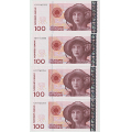 -4- Lott 4 stk. 100 kroner 2004, rekkef�lge, kv. 0/01-0 - 4311163352-355. Usirkulerte. / Numisma Mynthandel A/S: kr.  384,-