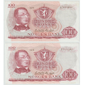 -20- Lott 2 stk. 100 kroner 1977E, Kv. 1/1+ og 1++. / Numisma Mynthandel A/S: kr.  258,-