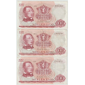 -23- Lott 3 stk. 100 kroner 1974-75, VK - 2 stk. 1974�, kv. 1/1-, rifter nede og 1-
1975�, kv. 1- / Numisma Mynthandel A/S: kr.  1,-