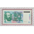 -30- 50 kroner 1995-VI, kv. usirkulert - Kommer i en folder, siste utgave 1996,  fra SH med 50 �re 1996 i kobbernikkel. / Numisma Mynthandel A/S: kr.  40,-