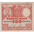 -3- 100 kroner 1961H, kv. god 1- - Signatur: Brofoss/Ottesen / Numisma Mynthandel A/S: kr.  1,-
