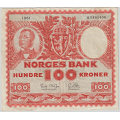 -4- 100 kroner 1961H, kv. 1-, bretterift nede. - Signatur: Brofoss/Ottesen / Numisma Mynthandel A/S: kr.  247,-