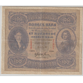 -18- 100 kroner 1944C, kv. 1/1-. - Signatur: Meldahl/Nielsen. Antydning til bretterifter, og likeledes brettehull. Litt blass advers. / Numisma Mynthandel A/S: kr.  107,-