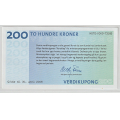 -13- Verdikupong SH, 200 kroner, kv. 0/01, l.fl. - Verdikupong utstedt av Samlerhuset. Baksiden uten skrift, mangefarget i bl�gr�nne nyanser. / Numisma Mynthandel A/S: kr.  1,-