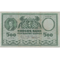-18- 500 kroner 1968A, kv. 1-, flekk rev. - Sm� bretterifter. / Numisma Mynthandel A/S: kr.  497,-