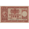 -8- 1000 kroner 1949A, kv. 1- - �rsm� bretterifter. / Numisma Mynthandel A/S: kr.  1050,-