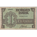 -4- 1 krone 1942A London, kv. 1-, fl./smuss. - Pic17. Signatur: N�rve / Numisma Mynthandel A/S: kr.  1,-