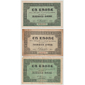 -7- Lott 3 stk. 1 kroner 1917, kv. 1- - 1917, kv. 1-, 1 cm rift nede
1917, kv. 1-, hj�rnebretter, flekker, noe forgulnet og blass.
1917F, kv. 1-, brettehull.
Signatur: Cederholm / Numisma Mynthandel A/S: kr.  1,-
