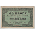-10- 1 krone 1917E, kv. 1/1-, hakk ved hj�rne. - Signatur: Cederholm. Presset. / Numisma Mynthandel A/S: kr.  1,-