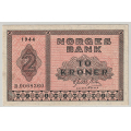 -13- 2 kroner 1944D, kv. 1+/01 - Signatur: Meldahl/Nielsen / Numisma Mynthandel A/S: kr.  1,-