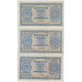 -6- Lott 3 stk. 5 kroner 1949 - 1953, kv. 1- - By etter bilde.
1949E, 1952J & 1953J.
Signatur: Thorp / Numisma Mynthandel A/S: kr.  1,-