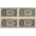 -12- Lott 4 stk. 5 kroner 1939-1942, VK - kv. 1- til 1-/2. By etter bilder.
1939R 1-, 1940T (1-/2, rifter, midthull), 1941T 1-, (rifter, midthull)& 1942U, 1-/2 rifter.
Signatur: Meldahl/Nielsen / Numisma Mynthandel A/S: kr.  1,-