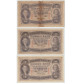 -4- Lott 3 stk. 10 kroner 1941-1942, VK - 1941�, kv. 2-, limt i mitten, rifter
1941A, kv. 1-
1942B, kv. 1/1-
Signatur: Meldahl/Nielsen / Numisma Mynthandel A/S: kr.  110,-