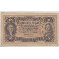 -5- 10 kroner 1942B, kv. 1/1+, smuss rev. - Signatur: Meldahl/Nielsen / Numisma Mynthandel A/S: kr.  1,-