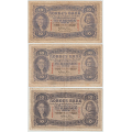 -7- Lott 3 stk. 10 kroner 1942-1943, VK - 1942A, kv. 1-, sm� flekker revers
1942B, kv. 1-
1942B, kv. 1-, rift h�yre kant
Signatur: Meldahl/Nielsen / Numisma Mynthandel A/S: kr.  1,-