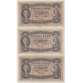 -9- Lott 3 stk. 10 kroner 1942-1943, VK - 1942C, kv. 1/1-
1943C, kv. 1
1943D, kv. 1-
Signatur: Meldahl/Nielsen / Numisma Mynthandel A/S: kr.  1,-