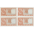 -17- Lott 4 stk. 10 kroner 1964-1966, VK - 1964B, kv. 1-
1966G, kv. 1/1-
1965F, kv. 1+/01
1966I, kv. 1+/01
Signatur: Brofoss/Ottesen / Numisma Mynthandel A/S: kr.  44,-