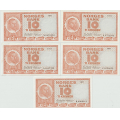 -18- Lott 5 stk. 10 kroner 1971, VK - 1971�(x2), kv. 1+
1971�, kv. 1/1+
1971C, kv. 1+
1971D, kv. 1/1+
Signatur: Wold/�degaard / Numisma Mynthandel A/S: kr.  1,-