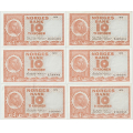 -19- Lott 6 stk. 10 kroner 1970-1973, VK - 1970W, kv. 1+/01
1970Y, kv. 1/1+
1972E, kv. 1+
1972G, kv. 1+
1972J, kv. 1+
1973P, kv. 1/1+
Signatur: Brofoss/�degaard til 1970
Signatur: Getz Wold/�degaard 1971-1976 / Numisma Mynthandel A/S: kr.  1,-