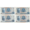 -20- Lott 4 stk. 10 kroner 1973-1976, 1+ til 01. - 1973AF 
1974AX 
1975AC 
1976AA 
Signatur: Getz Wold/Sag�rd / Numisma Mynthandel A/S: kr.  50,-