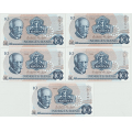 -25- Lott 10 stk. 10 kr 1984C, i rekkef�lge, kv. 1+/01-01+ - I nummerrekkef�lge: CI6300198-99, CM5905110-112, CO5023056-58 & CT6296255-256.
Signatur: Getz Wold/Sag�rd / Numisma Mynthandel A/S: kr.  1,-