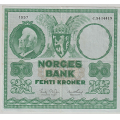 -16- 50 kroner 1957C, kv. god 1 - Signatur: Brofoss/Thorp. Vannmerke type 2. / Numisma Mynthandel A/S: kr.  175,-
