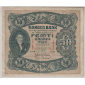-21- 50 kroner 1940B. kv. 1-, smuss. - Signatur: Meldahl/Nielsen / Numisma Mynthandel A/S: kr.  287,-