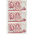 -7- Lott 3 stk. 100 kr. 1977F,  i rekkef�lge, kv. 1/1+ - Signatur: Getz Wold/Sag�rd. F045081-83. / Numisma Mynthandel A/S: kr.  296,-