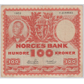 -20- 100 kr 1953C,  kv. 1-, brettehull og bretterift. - Signatur: Jahn/Thorp / Numisma Mynthandel A/S: kr.  2,-