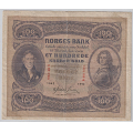-25- 100 kr 1942B,  kv. 1/1-, liten bretterift; graffiti. - Signatur: Meldahl/Nielsen / Numisma Mynthandel A/S: kr.  483,-