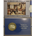 -12- Norge 175 kr 1989 (1), brilliant i kassett. - Illustrasjonsbilder. Noe patinering p� myntene. BU. Noe slitasje p� pappomslag. / Numisma Mynthandel A/S: kr.  271,-