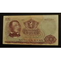 100 kr. 1966 X * Erst. Kv. god 1+ * Katv. kr. 700 - Bilder er seddelen du f�r. Pen. Vurder ogs� fra bilder. / Tore Rimstad: kr.  100,-
