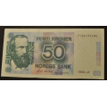 50 kr. 1989  Kv. 0/01  * Katv. kr. 170 ** - Bilder er sedellen du f�r.Usirkulert - pen. Vurder ogs� fra bilder.IKKE SAL�R. / Tore Rimstad: kr.  80,-