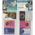 -6- Lott 9 stk. diverse minnemynter i holdere, VK - Oslodaleren 2002, De VI Olympiske vinterleker 1952-2002 (kobbernikkel).
SKI-VM Oslo 23.februar-6.mars 2011, VM-Skillingen 2011 (aluminiumbronse).
20 kroner, Ibsen, 2006 & 10 kroner, Wergeland, 2008 (kobbernikkel).
Oslo International Coin Show, 1998 (5 kr. 1998), 1999 (20 kroner 1999), 2000 (20 kroner 2000), 2001 (Haakon & Mette-Marit, 2001) & 2002 (20 kroner 2002).
Lott p�lydende 95 kroner. / Numisma Mynthandel A/S: kr.  35,-