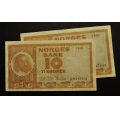 10 kr. 1965 E Kv. 0- *nr. rekkef.* Katv. kr. 220 * - Bilder er sedlene. Pris KJ�P N� er 1 (en) sedell. Ved kj�p av flere er de i nr. rekkef�lge. Du velger antall. IKKE SAL�R. / Tore Rimstad: kr.  110,-