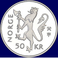 -9- 50 kroner 1995, Frigj�ring, kv. proof - 15,55 gr. fint s�lv. Kommer i en original eske m/sertifikat. Illustrasjonsbilder. / Numisma Mynthandel A/S: kr.  1,-