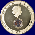 -12- Australia, 1 dollar 2013p, Treasures of the World, kv. proof - KM1932. 31,135 gr. .999 fint s�lv (1 oz). Europe-Garnet Locket coin. Kommer i en original eske m/sertifikat. #4526/7500. Bilder skutt via kapsel. / Numisma Mynthandel A/S: kr.  578,-