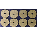 -15- Lott 8 stk. 50 �re 1921mh-1939mh, VK - 1921 mh; kv. 1-
1922 mh; kv. 1
1922 mh; kv. 1/1-, ripe
1923 mh; kv. 1/1-, flekk
1927 mh; kv. 1
1929 mh; kv. 1, hakk
1929 mh; kv. 1
1939 mh; kv. god 1 / Numisma Mynthandel A/S: kr.  1,-