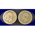 -23- Lott 2 stk. 1 kroner 1877, VK - kv. 1-/2 & 1-. / Numisma Mynthandel A/S: kr.  140,-
