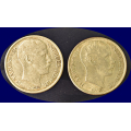 -27- Lott 2 stk. 1 kroner 1914 & -15, VK - 1 krone 1914, kv. 1, riss
1 krone 1915, kv. 1+, riper / Numisma Mynthandel A/S: NOK  58,-