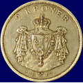 -14- 2 kroner 1907, kv. 1+/01, riss, renset. / Numisma Mynthandel A/S: NOK  212,-