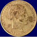 -16- 2 kroner 1908, kv. 1/1+, kanthakk, flekker. / Numisma Mynthandel A/S: kr.  1,-
