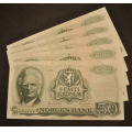 50 kr. 1975 G * Kv. 0- * Katv. kr.620. Nr. rekkef�lge. - Bilder er sedlene. Vurder ogs� fra bilder. Pris Kj�p N� er en(1) sedell. Ved kj�p av flere er de i nr. rekkef�lge. Pene usirkulerte sedler. IKKE SAL�R. / Tore Rimstad: kr.  330,-