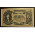 5 kr. 1939 R * Kv. 0- * Katv. kr. 1755 - Bilder er seddelen du f�r. Ingen bretter.  Sjelden pen.Vurder ogs� fra bilder. / Tore Rimstad: NOK  427,-