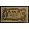 10 kr. 1938 X * Kv. 1+/01 * Katv. kr. 700 ** - Bilder er seddelen du f�r. Meget pen denne. Vurder ogs� fra bilder. / Tore Rimstad: NOK  107,-